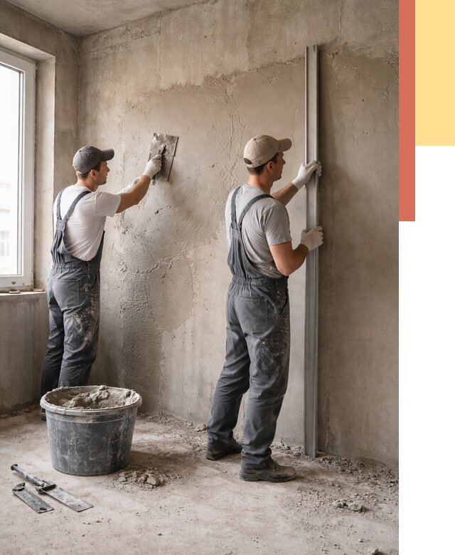 Штукатурка бетонных стен в Воронеже от 4833 руб/м² — качественно и быстро | ОТДЕЛОЧНИК-Врн