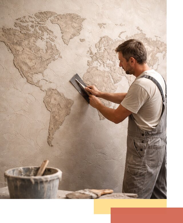 Декоративная штукатурка «Карта мира» под ключ в Воронеже