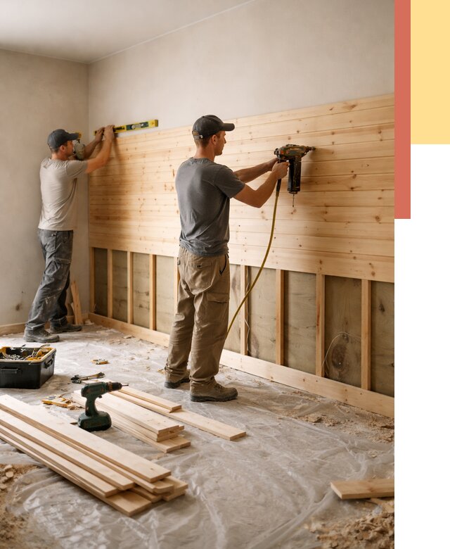 Монтаж деревянной вагонки на стены в Воронеже от 8056 руб. | Услуги монтажа вагонки | ОТДЕЛОЧНИК-Врн