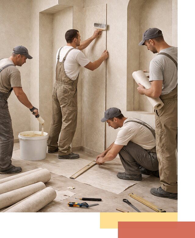 Поклейка обоев на сложные стены и неровные поверхности в Воронеже