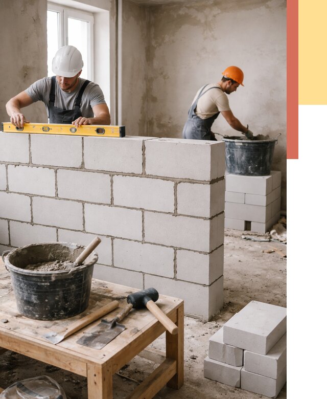 Кладка перегородок из газобетона в Воронеже от 3437 руб. под ключ | ОТДЕЛОЧНИК-Врн