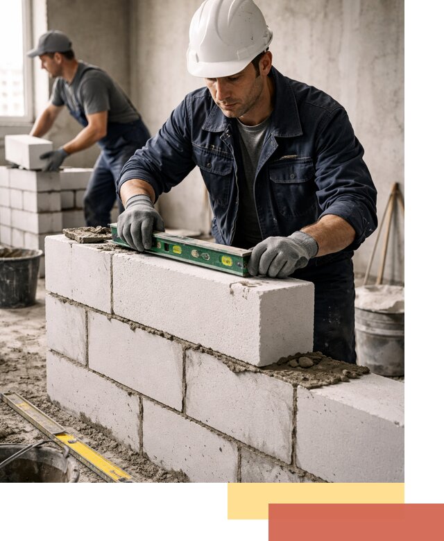 Кладка перегородок из пеноблока под ключ в Воронеже