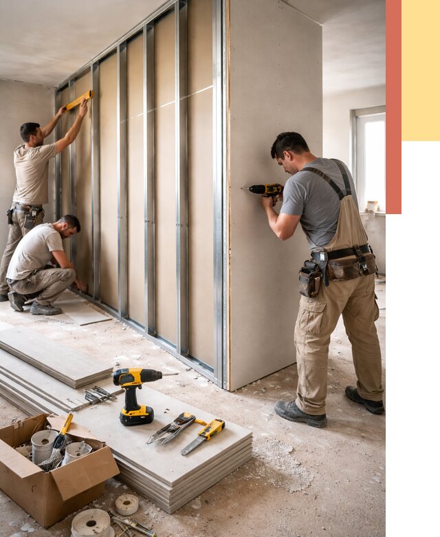 Монтаж однослойной перегородки из гипсокартона в Воронеже от 698 руб. | ОТДЕЛОЧНИК-Врн