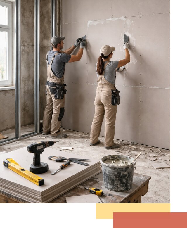 Монтаж двухслойной перегородки из гипсокартона в Воронеже