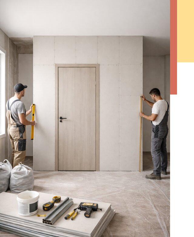 Перегородка из гипсокартона с дверью в Воронеже от 4833 руб. под ключ | ОТДЕЛОЧНИК-Врн