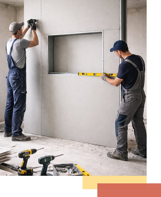 Перегородка из гипсокартона с нишей под декор в Воронеже