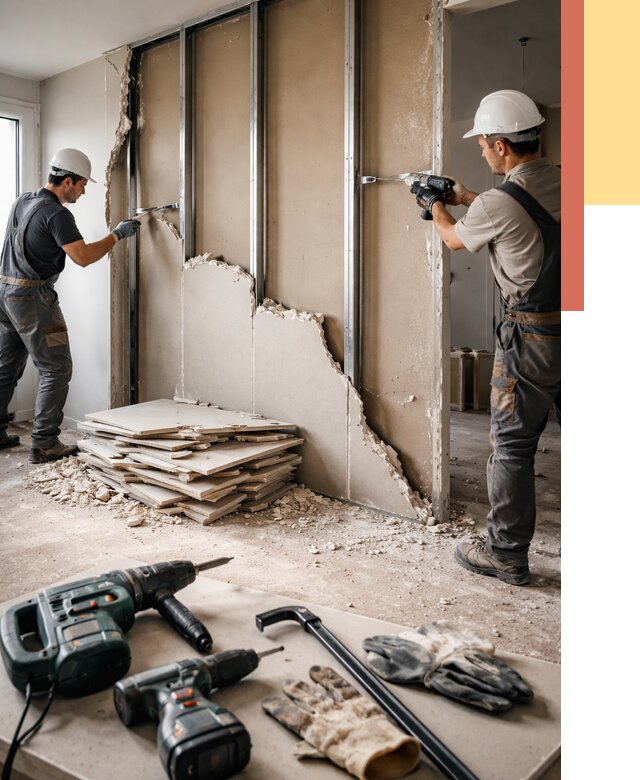 Демонтаж перегородки из гипсокартона в Воронеже от 1289 руб. быстро и недорого | ОТДЕЛОЧНИК-Врн