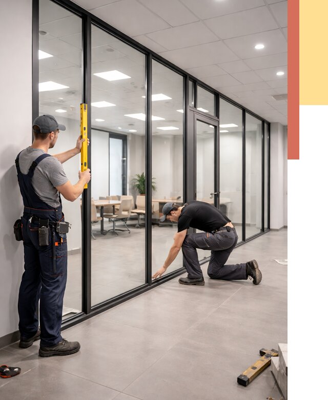 Каркасные стеклянные перегородки в Воронеже под ключ от 9882 руб. | ОТДЕЛОЧНИК-Врн