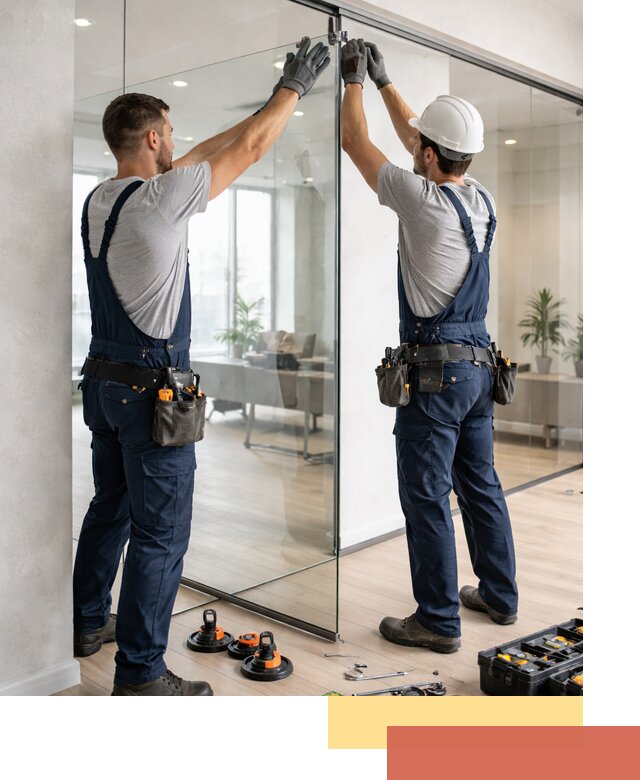 Безрамные стеклянные перегородки под ключ в Воронеже