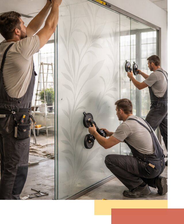 Стеклянные перегородки с рисунком на заказ в Воронеже