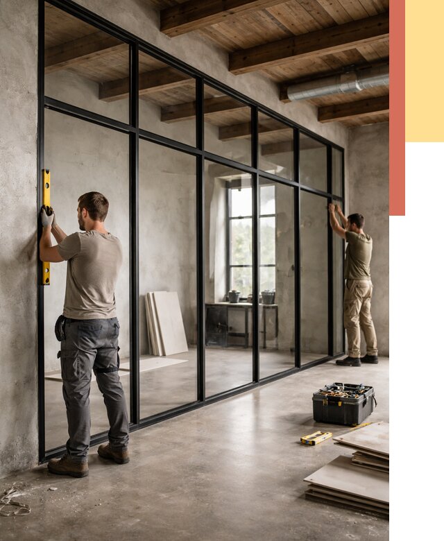 Стеклянные перегородки лофт в Воронеже от 11278 руб. под ключ | ОТДЕЛОЧНИК-Врн