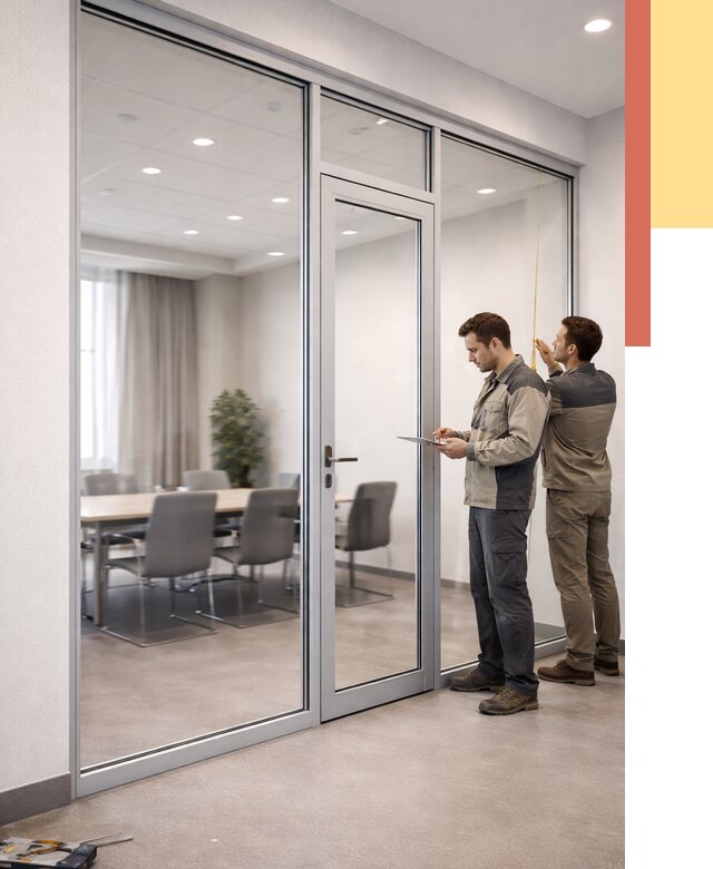 Установка и монтаж алюминиевых перегородок со стеклом в Воронеже от 8808 руб. | ОТДЕЛОЧНИК-Врн