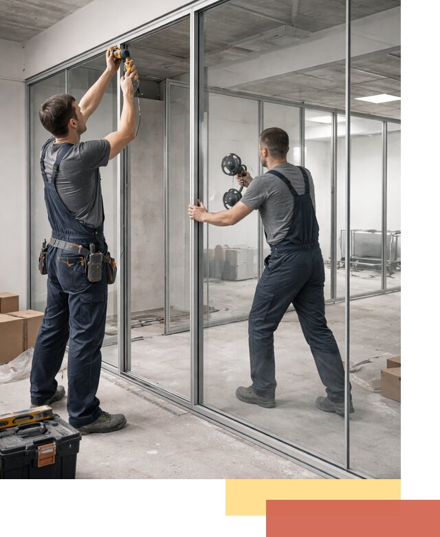 Алюминиевые перегородки со стеклом в Воронеже — изготовление и монтаж