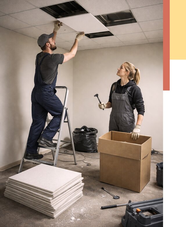 Демонтаж потолочной плитки в Воронеже от 4833 руб. быстро и недорого | ОТДЕЛОЧНИК-Врн