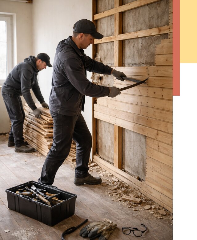 Демонтаж вагонки в Воронеже от 4082 руб/м2 — быстро и недорого | ОТДЕЛОЧНИК-Врн