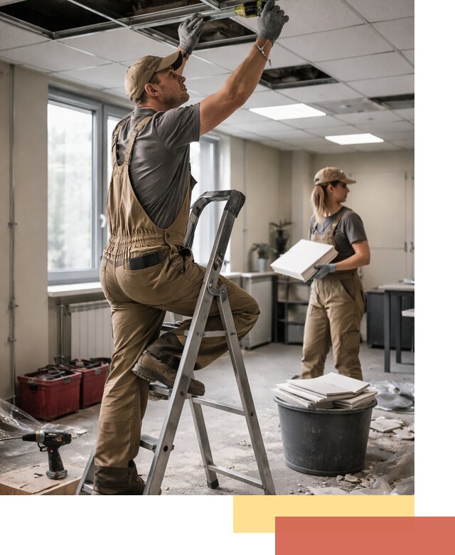 Ремонт потолка Армстронг и замена плит в Воронеже