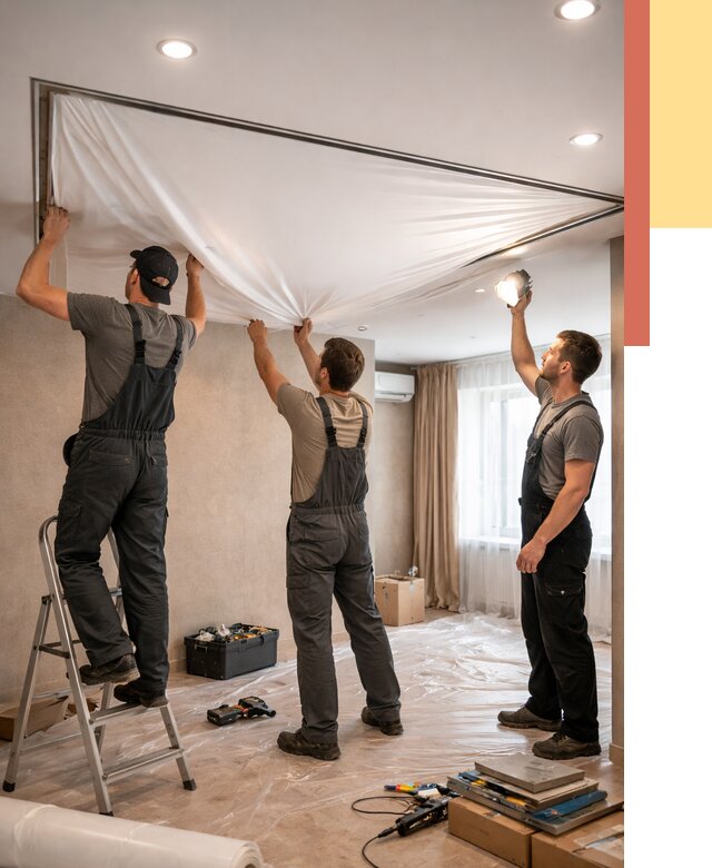 Монтаж ПВХ натяжного потолка в Воронеже от 3759 руб. под ключ | ОТДЕЛОЧНИК-Врн