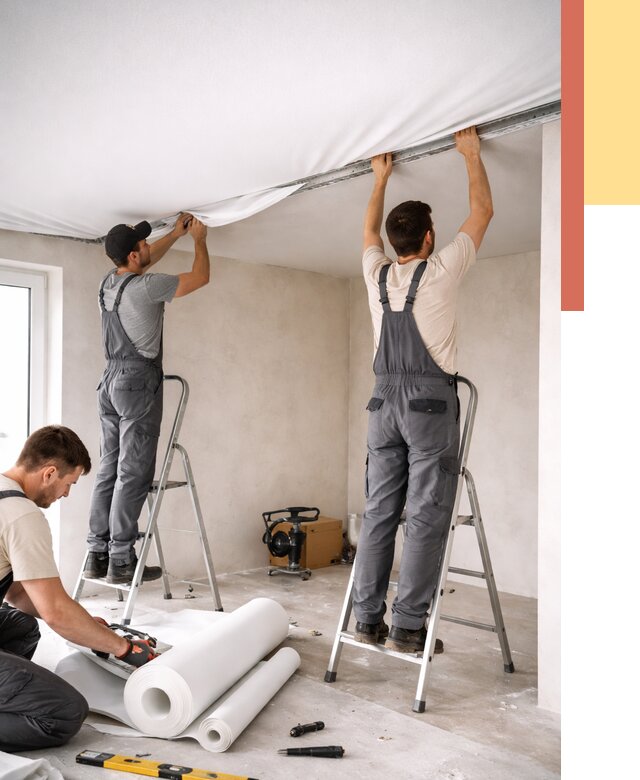 Монтаж тканевого натяжного потолка в Воронеже от 3759 руб. под ключ | ОТДЕЛОЧНИК-Врн