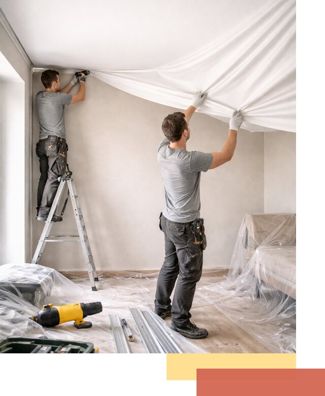 Монтаж тканевого натяжного потолка в Воронеже недорого и быстро