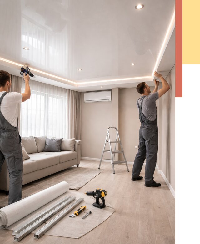 Монтаж глянцевого натяжного потолка в Воронеже от 806 руб. под ключ | ОТДЕЛОЧНИК-Врн