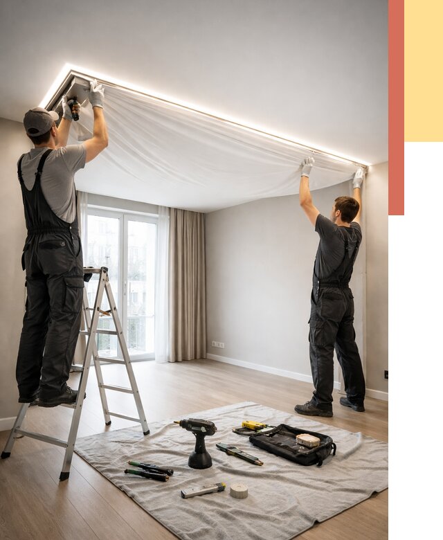 Монтаж парящего натяжного потолка в Воронеже от 4833 руб. быстро и недорого | ОТДЕЛОЧНИК-Врн