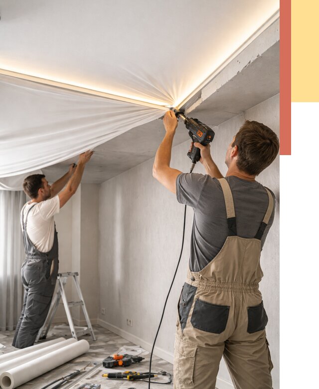 Монтаж натяжного потолка с подсветкой в Воронеже от 1020 руб. | ОТДЕЛОЧНИК-Врн