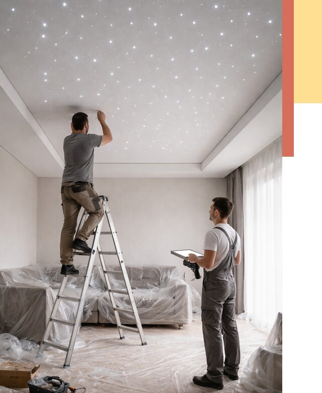 Монтаж натяжного потолка «звездное небо» в Воронеже от 6982 руб. | ОТДЕЛОЧНИК-Врн