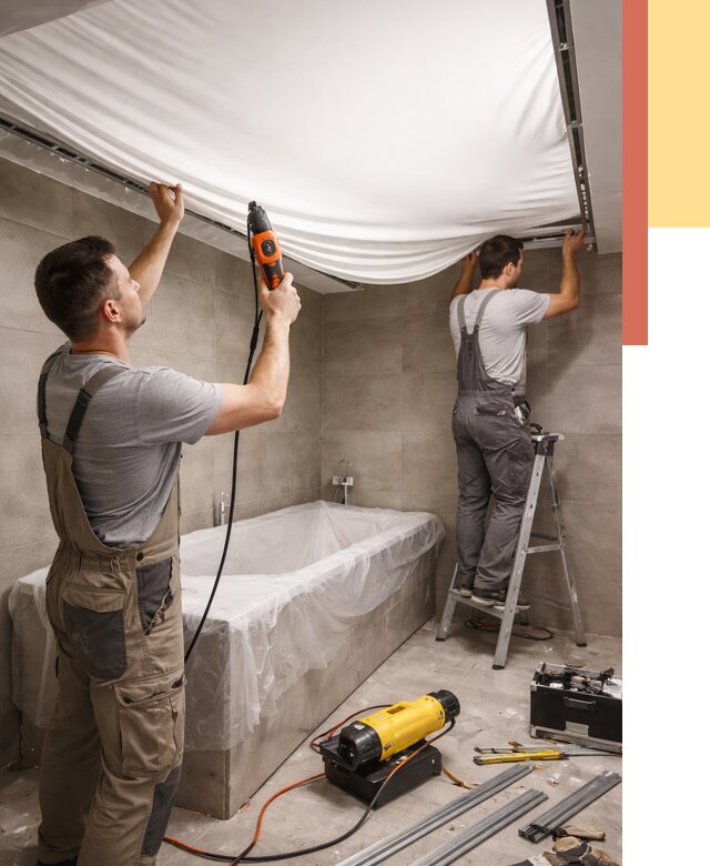 Монтаж натяжного потолка в ванной в Воронеже от 1289 руб. под ключ | ОТДЕЛОЧНИК-Врн