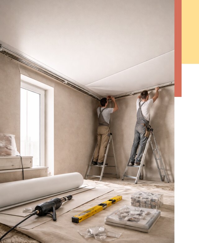 Монтаж натяжного потолка в спальне в Воронеже от 4082 руб. под ключ | ОТДЕЛОЧНИК-Врн