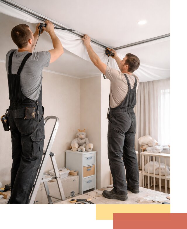 Монтаж натяжного потолка в детской комнате в Воронеже