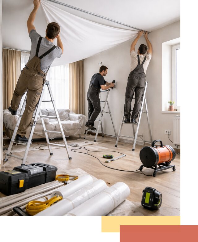 Монтаж натяжного потолка в гостиной в Воронеже