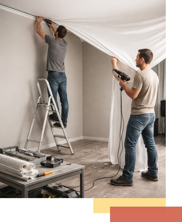 Монтаж натяжного потолка в студии в Воронеже