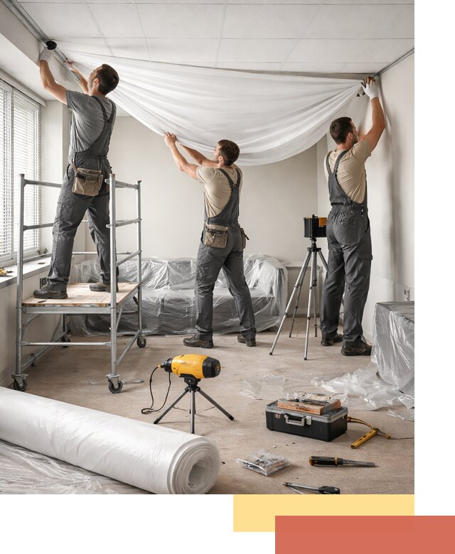 Монтаж натяжного потолка в офисе в Воронеже