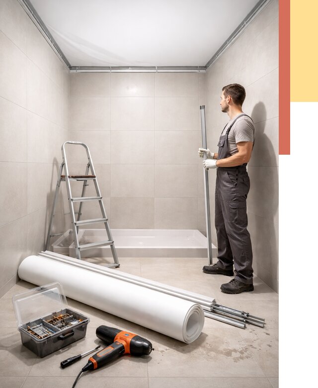 Монтаж натяжного потолка в санузле в Воронеже от 1987 руб. — ОТДЕЛОЧНИК-Врн