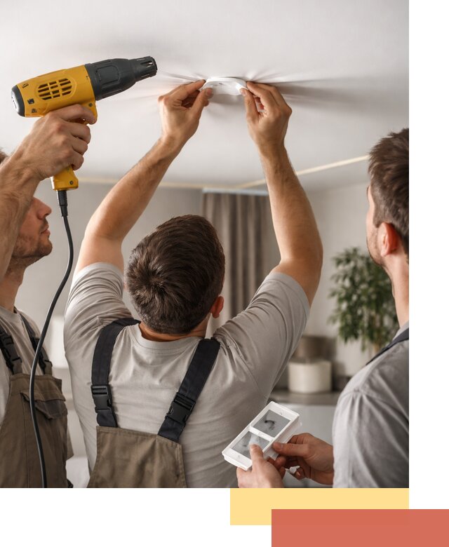 Ремонт прокола полотна натяжного потолка в Воронеже