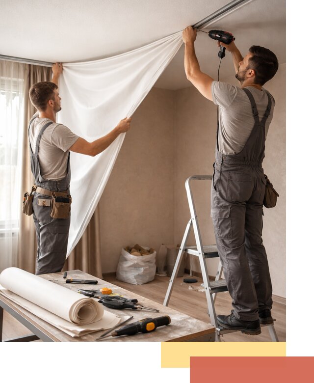 Замена полотна натяжного потолка в Воронеже быстро и качественно