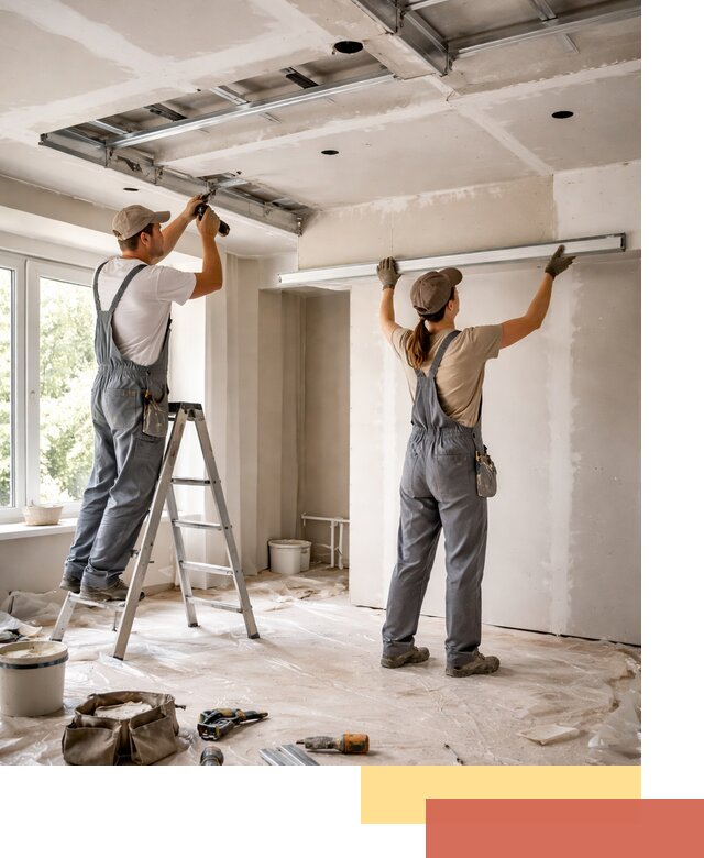 Монтаж многоуровневого потолка из гипсокартона в Воронеже