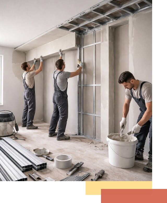 Монтаж потолка из гипсокартона с нишей в Воронеже