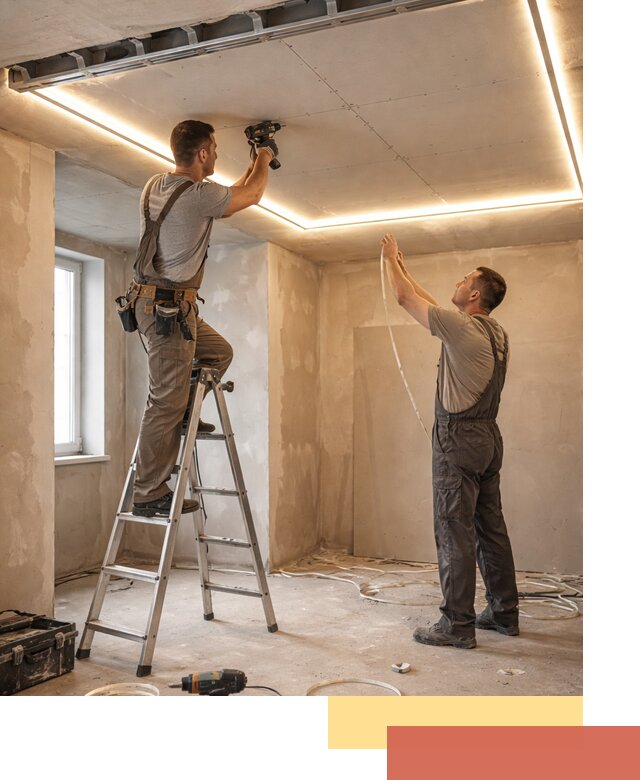 Потолок из гипсокартона с подсветкой в Воронеже