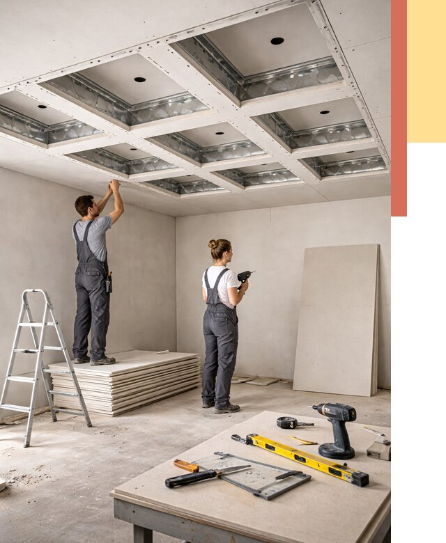 Кессонный потолок из гипсокартона в Воронеже от 1987 руб. — монтаж и под ключ | ОТДЕЛОЧНИК-Врн