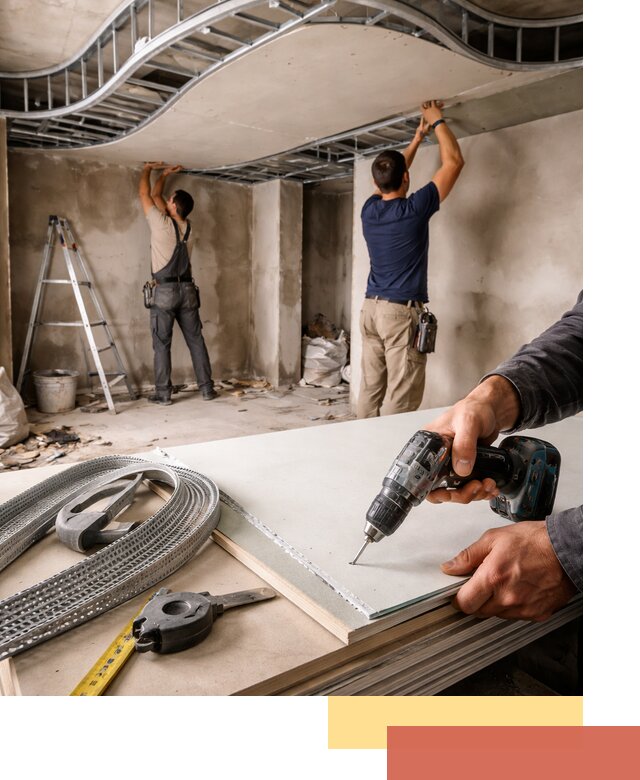 Криволинейный потолок из гипсокартона в Воронеже — монтаж и отделка