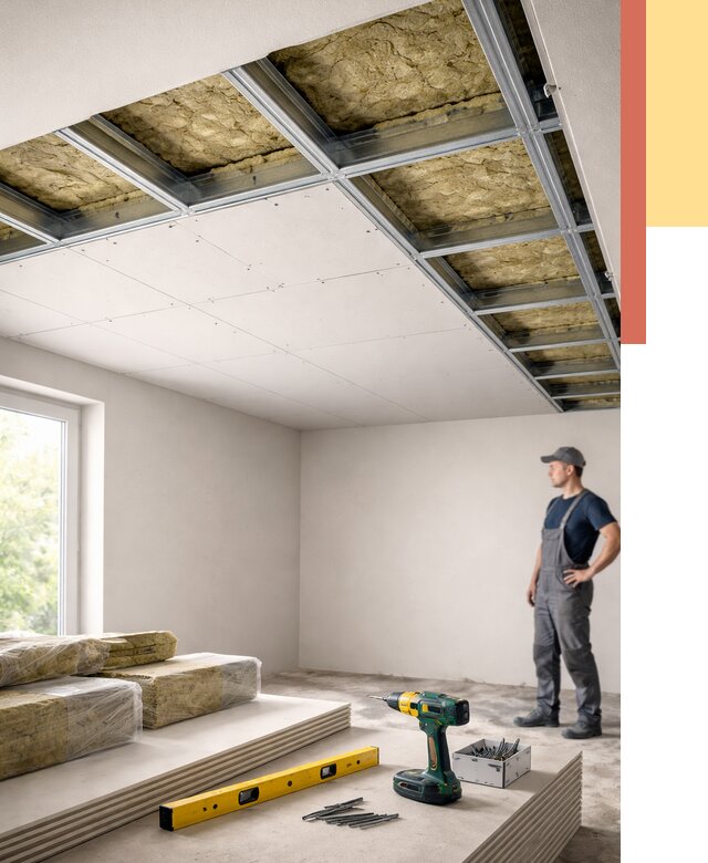 Звукоизоляция потолка ГКЛ в Воронеже от 1020 руб. — монтаж под ключ | ОТДЕЛОЧНИК-Врн